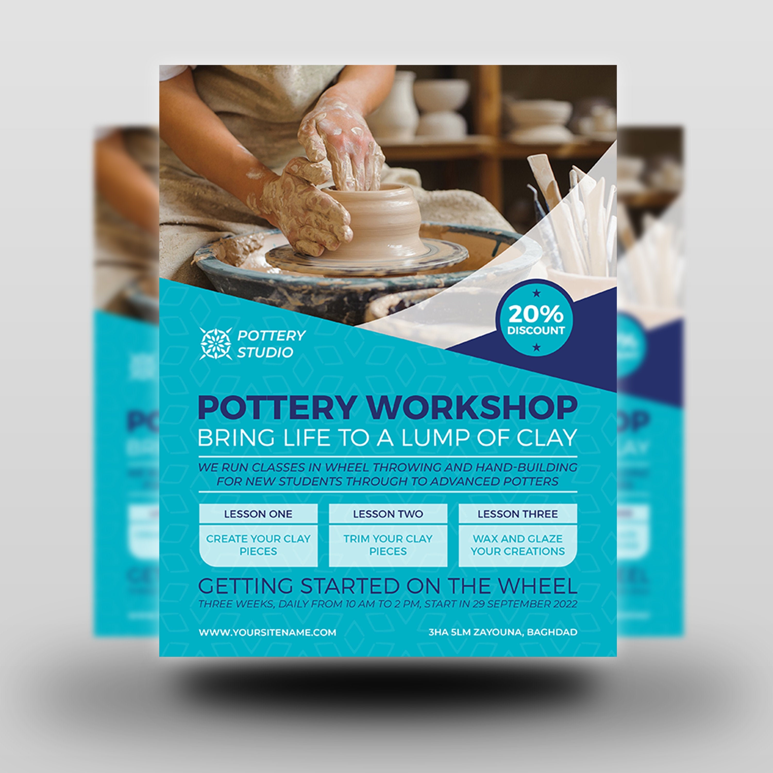 Druckbare Keramik Workshop Flyer Vorlage  Poster-Vorlage  Poster  editierbar  Photoshop-Vorlage  Sofortiger Download Inside Workshop Flyer Template