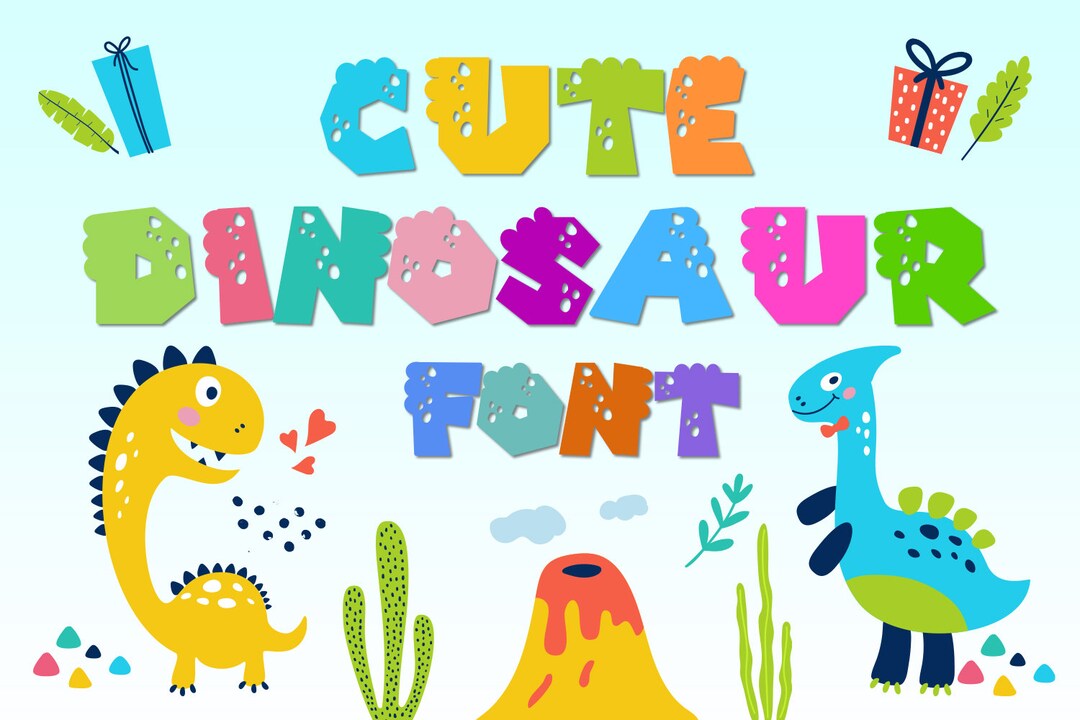 Funny Dinosaur Font Dinosaur Font Little Dinosaur Font Etsy