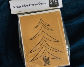 5 Pack Blank Greeting Cards, Evergreen Oneliner Design