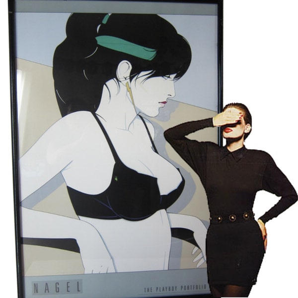 Vintage 80s NAGEL Playboy Portfolio Poster Print 1988 Woman in Bra
