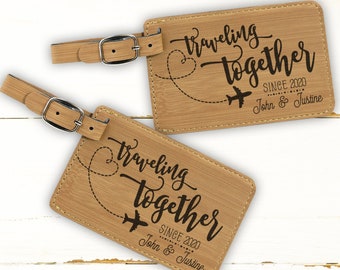 His and Hers personalized Luggage Tags, Traveling Together Since Luggage Tags, Custom Couples Luggage Tags, Honeymoon Gift, Bridal Shower