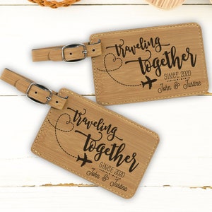 His and Hers personalized Luggage Tags, Traveling Together Since Luggage Tags, Custom Couples Luggage Tags, Honeymoon Gift, Bridal Shower