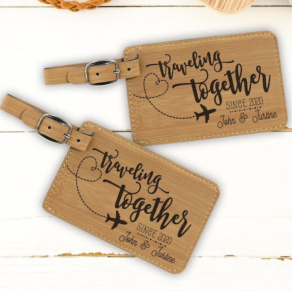 His and Hers personalized Luggage Tags, Traveling Together Since Luggage Tags, Custom Couples Luggage Tags, Honeymoon Gift, Bridal Shower