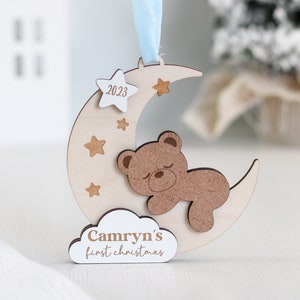 Babys First Christmas Ornament 2023, Personalized First Christmas Ornament Baby, Wooden Baby's First Christmas Ornament, Baby Bear Ornament