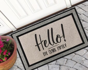 Personalized Door Mat, Doormat, Hello Door Mat, Personalized Welcome Mat, Wedding Gift, Personalized Doormat, Housewarming gift, Family