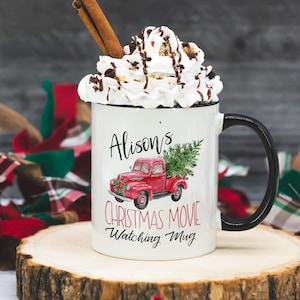 Personalized Christmas Movie Watching Mug, Christmas Mug, Holiday Mug, Gift For Coworker, Custom Coffee Cup, Christmas Gift