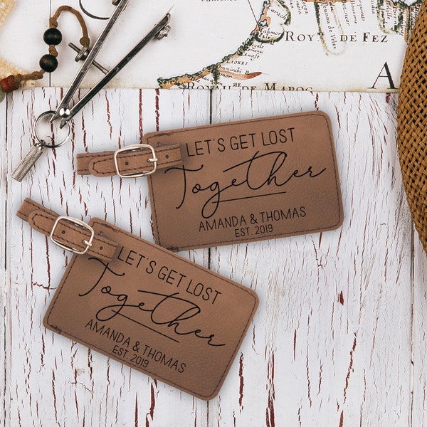 Mr and Mrs Luggage Tags, Couples luggage tags, His and Hers personalized Luggage Tags, Let's get lost Together