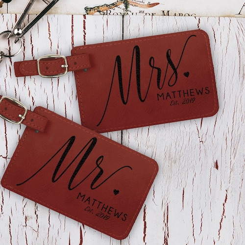 Mr and Mrs Luggage Tag Set His and Hers Personalized Luggage Etsy