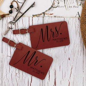 Mr and Mrs Luggage Tag Set, His and Hers personalized Luggage Tags