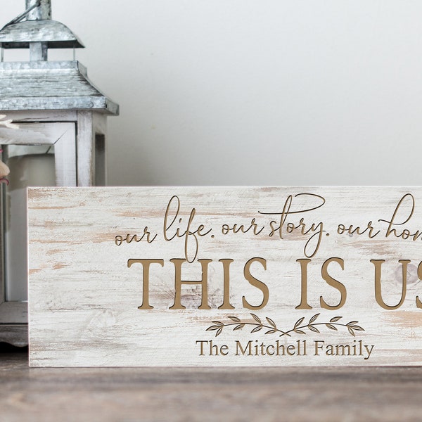 Personalized Rustic Wood Sign, White Faux Wood Sign, Family Name Sign, Last Name Sign,