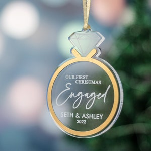 Engagement Ornament, Engaged Christmas, Engagement Ornament Personalized, Engaged Ornament, Ring Ornament, Acrylic Ornament, 2023