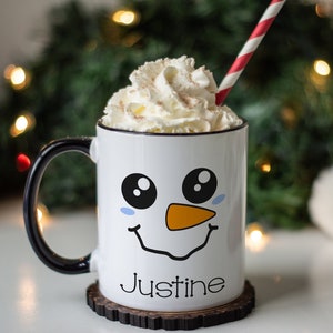 secret santa gift, snowman face mug, personalized hot chocolate mugs, funny coffee mugs