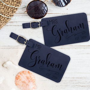 His and Hers Personalized Luggage Tags, Mr and Mrs Luggage Tags, Wedding Gift, Honeymoon, Bag Tags, Travel Gift