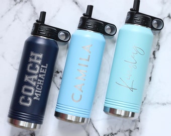 Water Bottle Personalized, Custom Water Bottle, Stainless Steel Water Bottle With Straw, Insulated Water Bottle, Large Workout Tumbler, 32oz