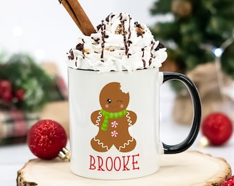 Personalized Christmas mug, Secret santa gift, Gingerbread, Hot Chocolate Mugs, Gifts for kids, Gift for co-workers, Funny Coffee Mug