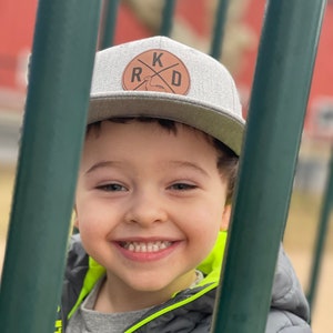 Custom Youth Trucker Hat, Leather Hat Patch, Custom Initials Youth Cap, Custom Infant Hat, Personalized Kids Baseball Hat, Baby Custom Hat