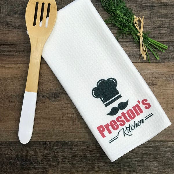 Personalized kitchen towel, chef towel, man towel, man's kitchen towel, personalized gift, personalized towels, bar towel, men's kitchen