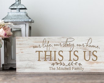 Personalized Rustic Wood Sign, White Faux Wood Sign, Family Name Sign, Last Name Sign,