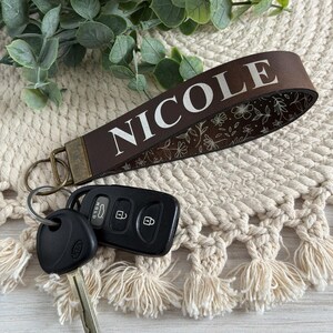 Custom Wristlet Keychain for Women | Personalized Name Key Chain | Engraved Leatherette Key Fob image 6