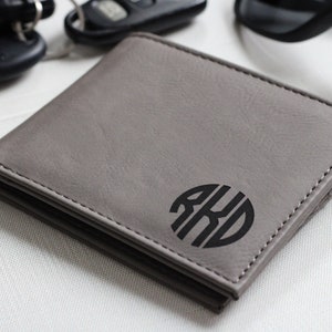 Cartera delgada, cartera minimalista, cartera plegable de cuero, cartera de cuero grabada, cartera personalizada, cartera para hombre grabada, cartera de bolsillo frontal