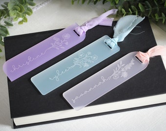 Personalized Bookmark, Custom Bookmark, Aesthetic Floral Bookmark, Cute Bookmark for Women, Acrylic Bookmark, book marks