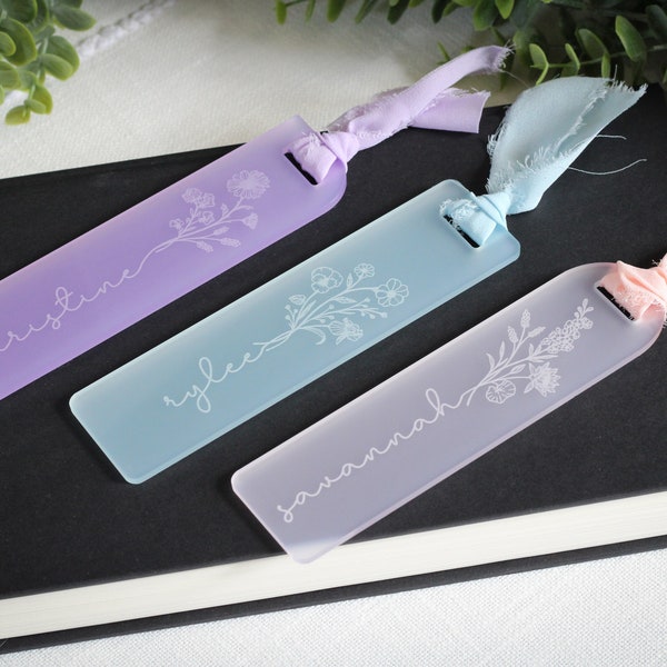 Personalized Bookmark, Custom Bookmark, Aesthetic Floral Bookmark, Cute Bookmark for Women, Acrylic Bookmark, book marks
