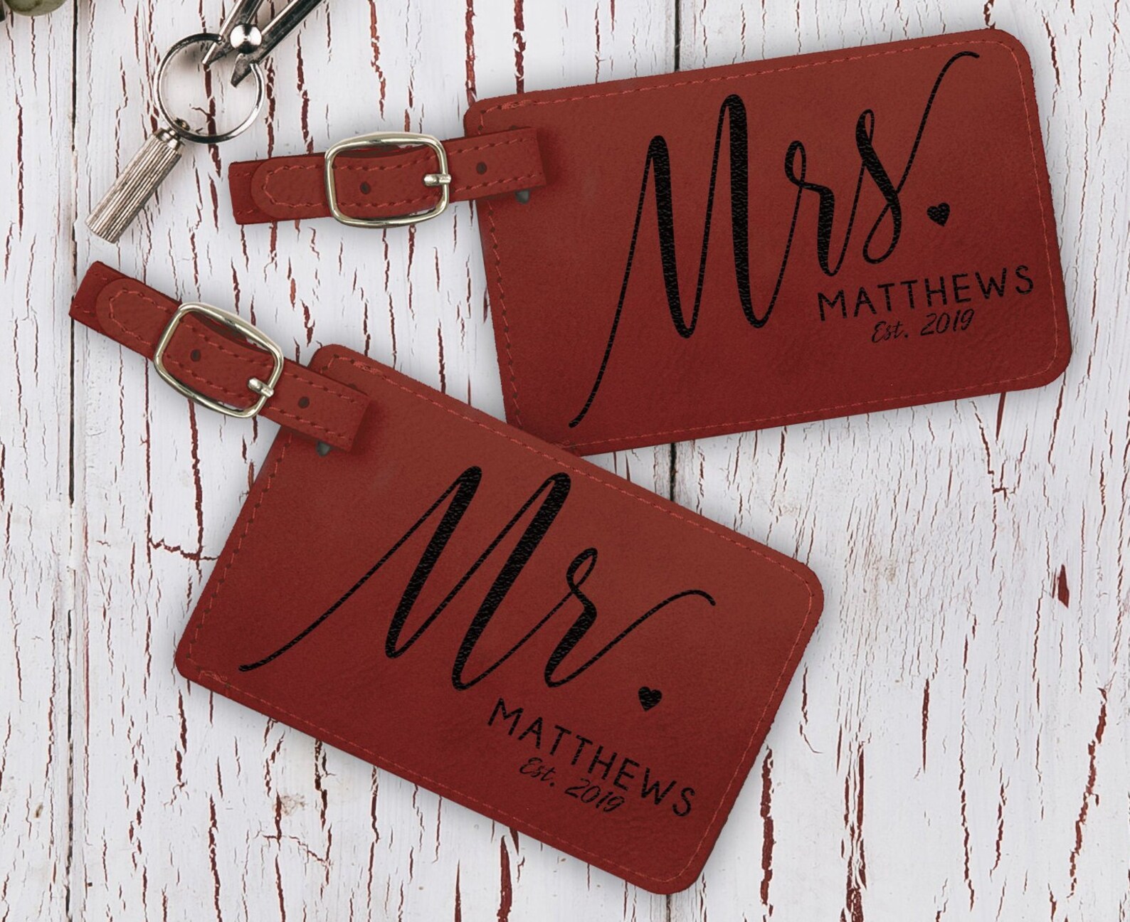 Mr and Mrs Luggage Tag Set His and Hers Personalized Luggage Etsy