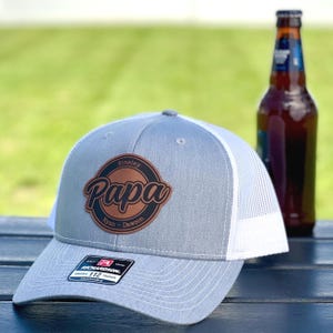Personalized Dad Patch Hat, Dad Birthday Gift, New Dad Gift, Gift For Husband, Trucker Hat with Custom Leather Patch, Custom Papa Hat