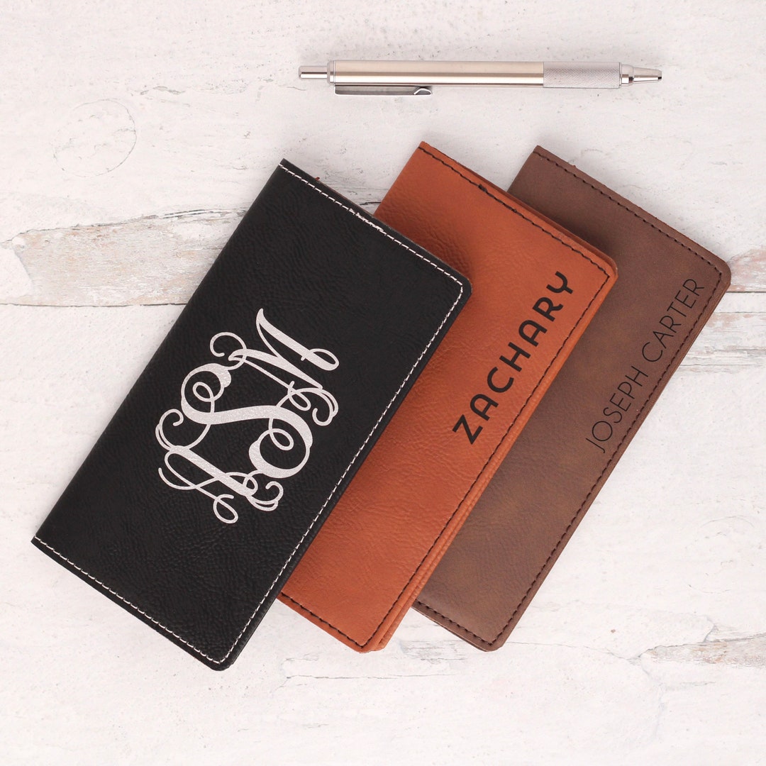 Checkbook Register Cover, Personalized Checkbook Cover for Women, Vegan Leather Check Book Cover