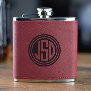 flask, groomsmen gift, custom leather flask, groomsmen flasks, groomsmen flask, red leather flask, hip flask, engraved hip flask image 2