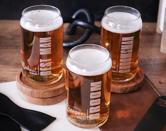 Personalized Custom Beer Glass, Laser Engraved, Groomsman Gift