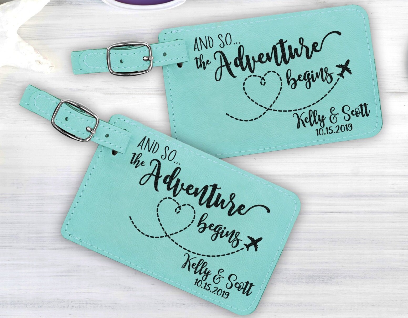 His and Hers Personalized Luggage Tags and so the Adventure Etsy
