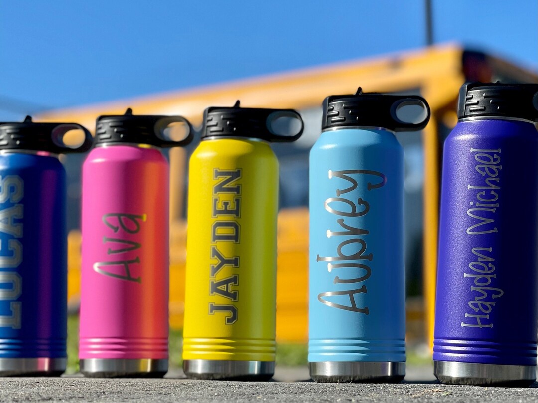 Personalized Water Bottle Kids, Engraved Water Bottle With Straw ...