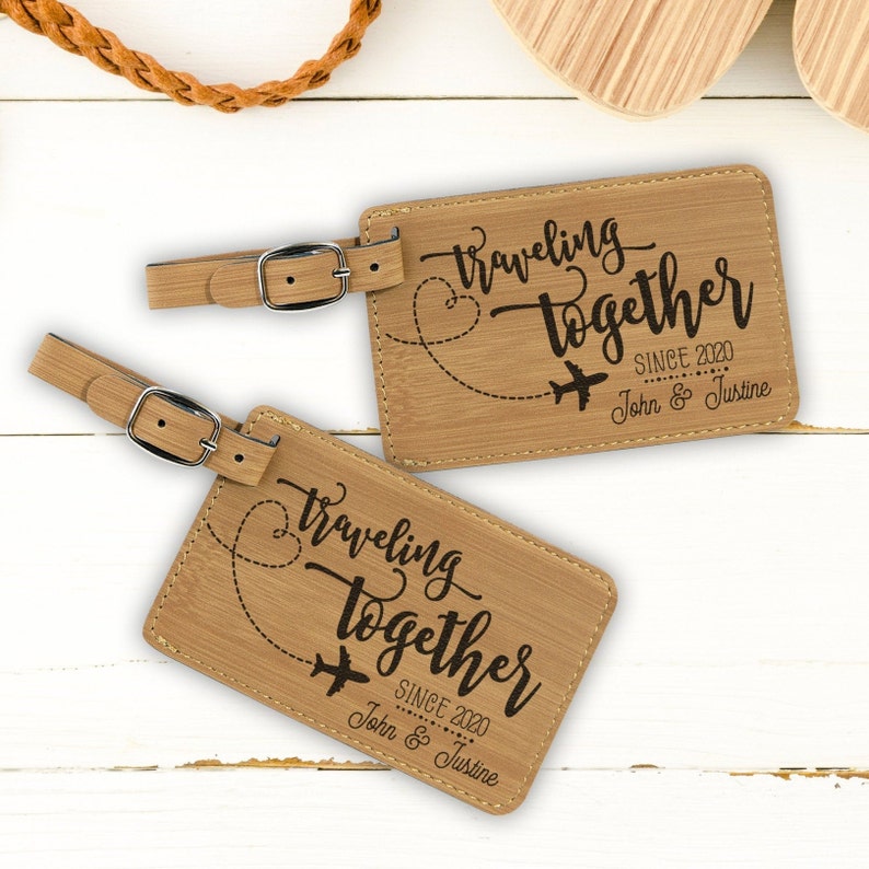 His and Hers Personalized Luggage Tags Traveling Together Etsy