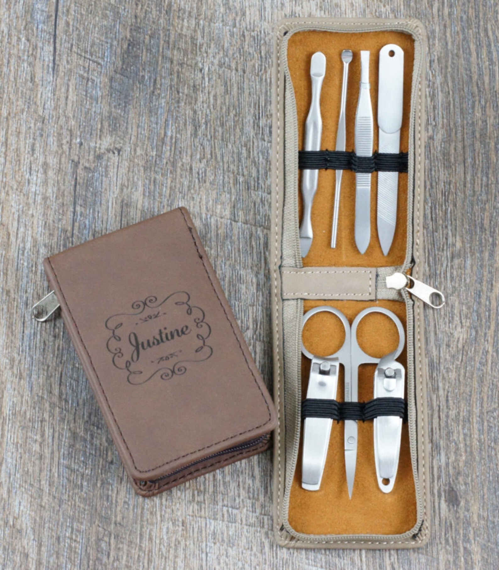 Personalized Manicure Kit Personalized Leather Grooming Set Etsy
