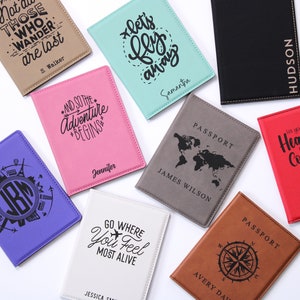Passport Holder, Personalized Passport Cover Wallet, Custom Engraved Travel Wallet, Perfect Travel Gift