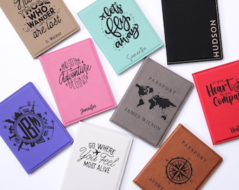 Personalized Passport Cover Wallet, Leatherette Passport Holder Travel Wallet