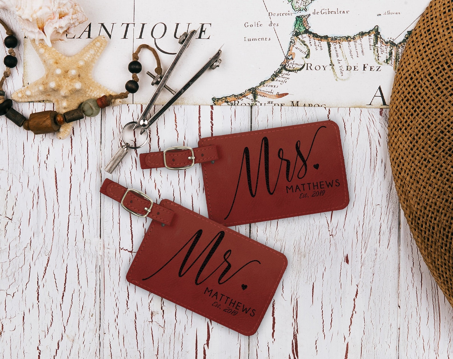 Mr and Mrs Luggage Tag Set His and Hers Personalized Luggage Etsy