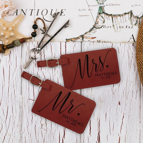 Set of 2 Personalized Luggage Tags Mr & Mrs Luggage Tags Etsy