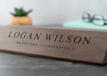 Desk Name Plate, Custom Desk Name Sign, Engraved Office Desk Plate, Personalized Desk Wedge