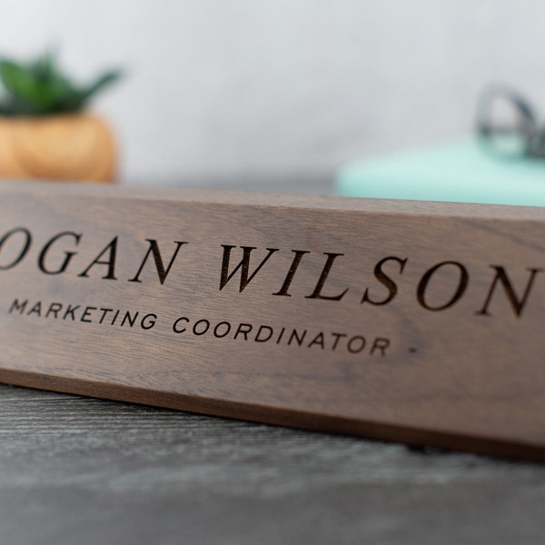 Desk Name Plate, Custom Desk Name Sign, Engraved Office Desk Plate, Personalized Desk Wedge