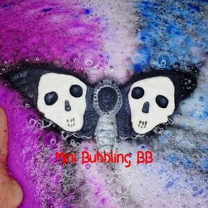 Skull Moth Bath Bomb | Creepy Cute Halloween Gift | Goth Bath Bomb | Dark Aesthetic Self Care | Handmade Spooky Bath Bomb, Gothic Bath Bomb