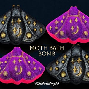 Mystic Moth Bath Bomb – Handmade Fizzy Bath Soak with Shimmer and Fragrance, Dark and Magical Self Care Gift, Witchy Spa Gift for Her