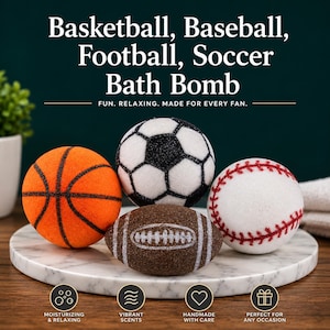 Sports Bath Bomb – Luxury Teenage Boy Gift Idea, Game Day Soccer Basketball Football Favors, Handcrafted Kids Team Treats