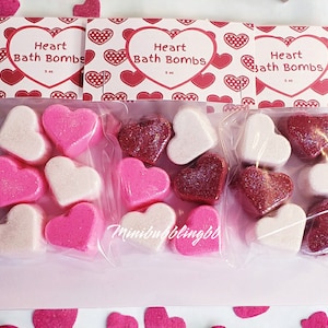 6 Mini Heart Bath Bombs, Valentine's Day Spa Gift, Heart Favors, School Valentine's Day Favors, Bath Bombs for Kids, Unconditional Love