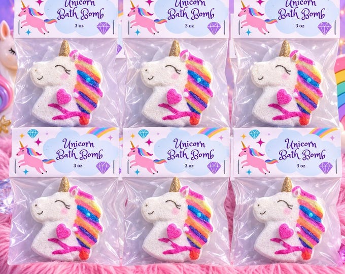 Unicorn Bath Bomb – Luxury Hand painted Rainbow Mane Spa Gift, Handcrafted Whimsical Birthday Treats, Cute Kid Party Favors