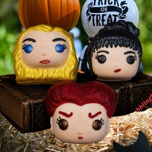Gothic Witch Sisters Bath Bomb 3 Pack, Luxury Spooky Character Spa Gift, Witches Brew Scented Treats, Alternative Halloween Party Favors