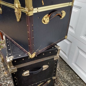 Vintage Black Trunks Luggage Gold and Silver Colored Hardware - Etsy