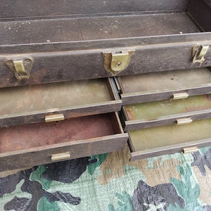 vintage kennedy 7 draw  metal industrial machinist tool box tool storage box cabinet