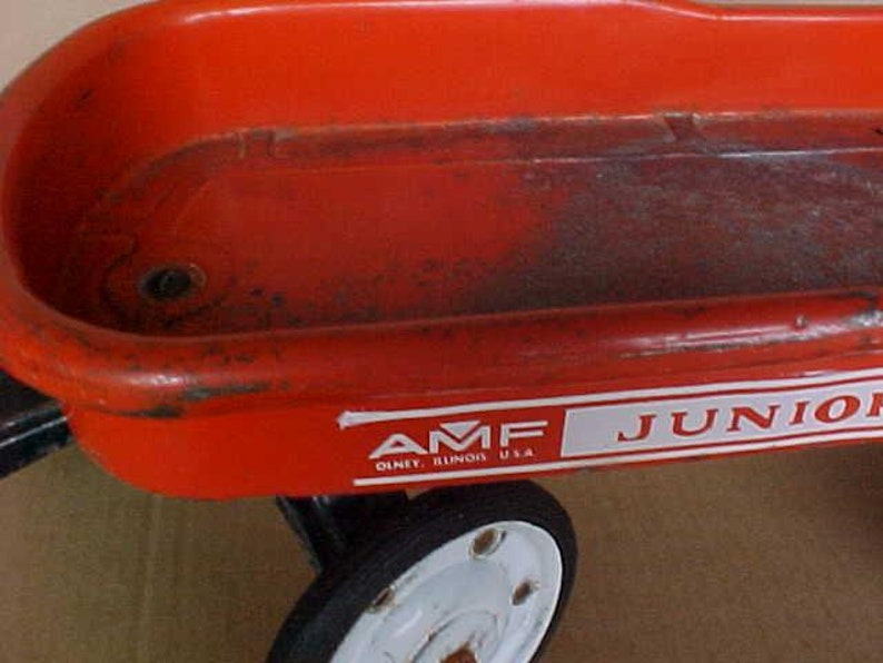 Vintage Amf Junior 5x Red Wagon Childs Pull Toy Wagon Made in the U.s.a